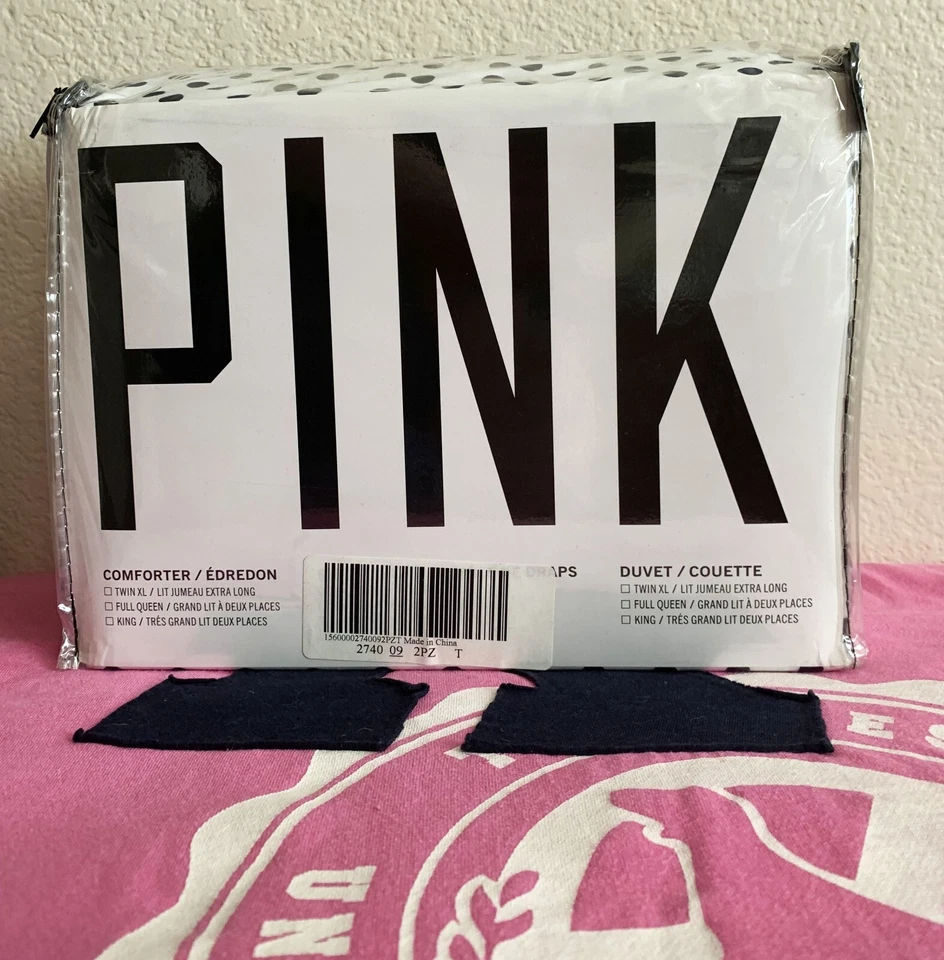 JUEGO DE SÁBANAS 3 PIEZAS VICTORIA'S SECRET ROSA LUNARES ESTUCHE PLANO AJUSTADO DOBLE XL Foto 4 de 4