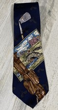 Vintage Golf Magazine Golf Print Men's Neck Tie 100% Silk USA Made Golf Bag Club
