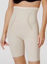 Maidenform Women's Beige High Waisted Thigh Slimmer Shapewear Size S