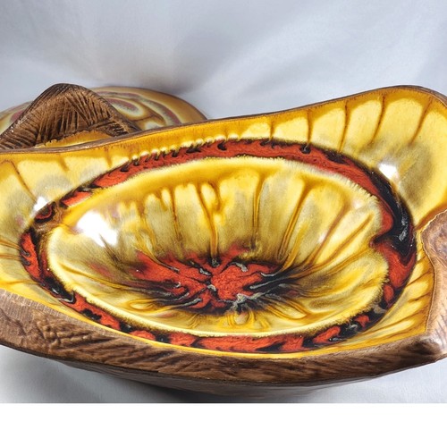 Retro California Pottery MCM Atomic Drip Glaze Covered Dish Bowl with Lid 60s 70 - Picture 8 of 10