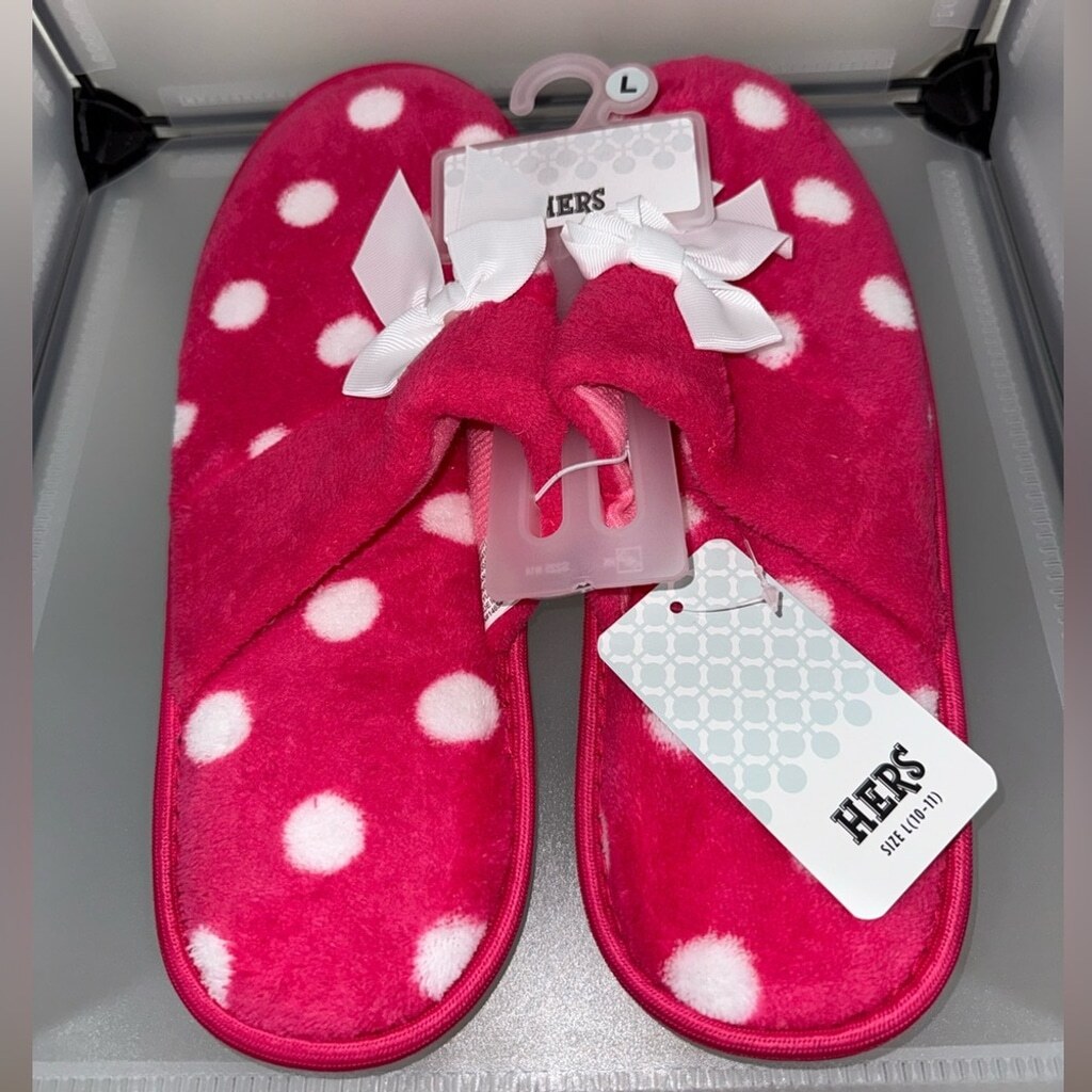 SAOLA Ciabatte donna ROSA con POIS BIANCHI slip on suola gomma L 10 11