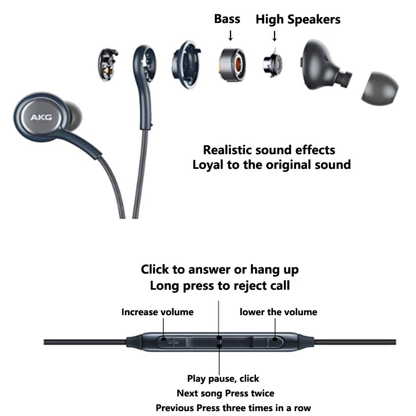 1/5/10Pcs Galaxy 1.2m Note 8 9 Samsung AKG Headphone 3.5mm Earphone Earbud S8+ - Image 2 of 4