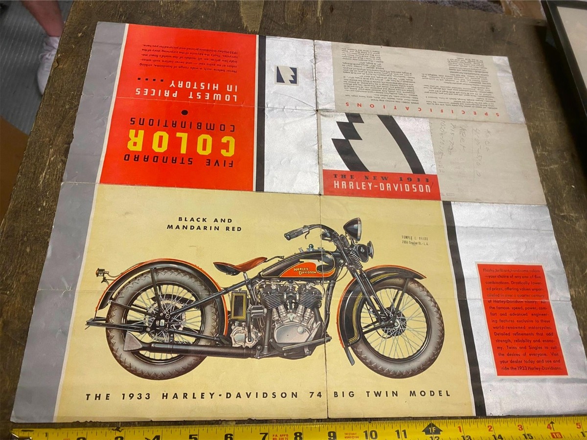1933 Harley JD VL Literature Factory Knucklehead Factory Antique