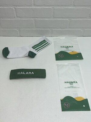NWT! 1 pair of Halara Play My Way Crew Socks + Headband - Green