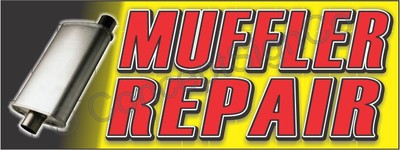 4'x10' MUFFLER REPAIR BANNER XL Outdoor Sign Car Auto Service Shop Exhaust Fix