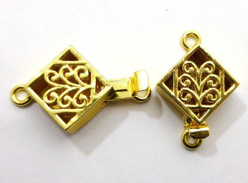 Fermoirs De Boîte Bali – Cuivre Massif Plaqué Or, Lot De 5, 31x18x8mm