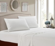 Soft Striped Bed Sheets Set Deep Pockets 4 Piece 1800 Thread Count Bamboo