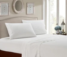 Soft Striped Bed Sheets Set Deep Pockets 4 Piece 1800 Thread Count Bamboo 