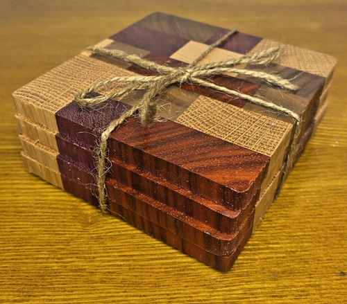 Hand-Crafted Wooden Coasters (4-set), All-Natural Wood, (2023, Made in USA) NEW! - Picture 5 of 9