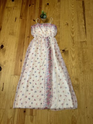 I Am Muse Chiffon Floral Tank Maxi Dress Slit Womens SZ 7/8 NWT Spaghetti Strap