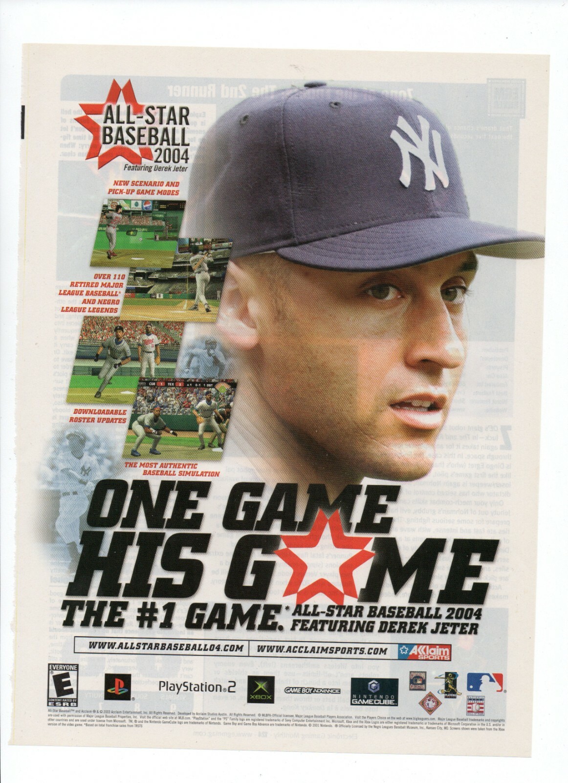 All-Star Baseball 2004 Derek Jeter PS2 XBOX Game Cube - 2003 Video Game PRINT AD