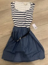 Forever 21 navy/cream dress with belt size small NWT