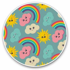 2 x Vinyl Stickers 15cm - Weather Faces Rainbow Clouds Cool Gift #12721