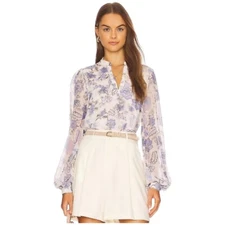 Hemant & Nandita $246  Dija Boho Top Iris & White Blouse NWT Size XS