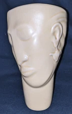 Donna Polseno Woman Head Bust w/Teapot Earrings Art Pottery VASE Sculpture