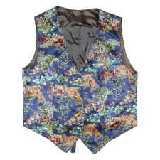 Eastern Inspired Womens Blazer Waistcoat Blue Floral M