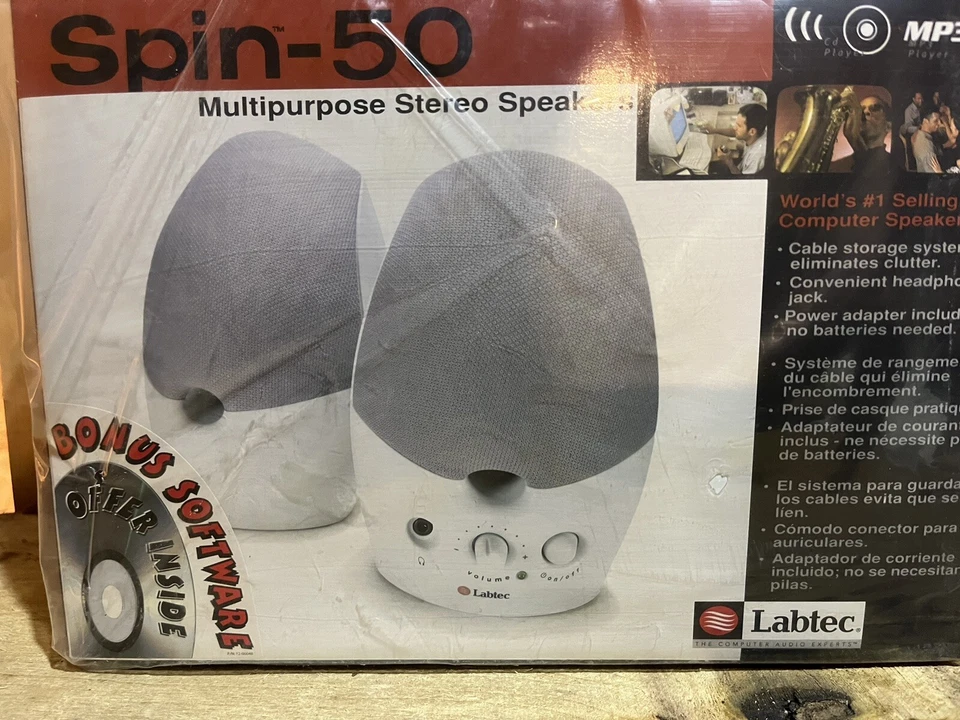 LABTEC SPIN-50 DESKTOP Multipurpose Stereo SPEAKERS COMPUTER GAMING-NEW In Box - Image 2 of 2
