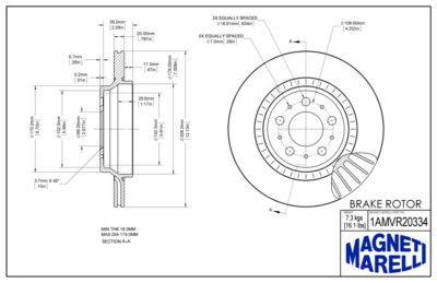 Disc Brake Rotor Magneti Marelli 1AMVR20334 fits 12-13 Volvo XC90