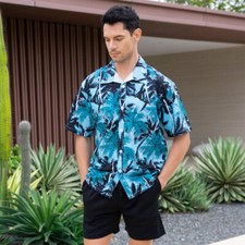 Men Summer Outfit 2-Piece Set Short Sleeve Button Shirt and Shorts Sweatsuit Set