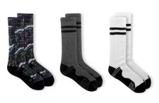   3 PACK Crew Socks Size M 9-2 1/2 Performance Arc Support Odor Control