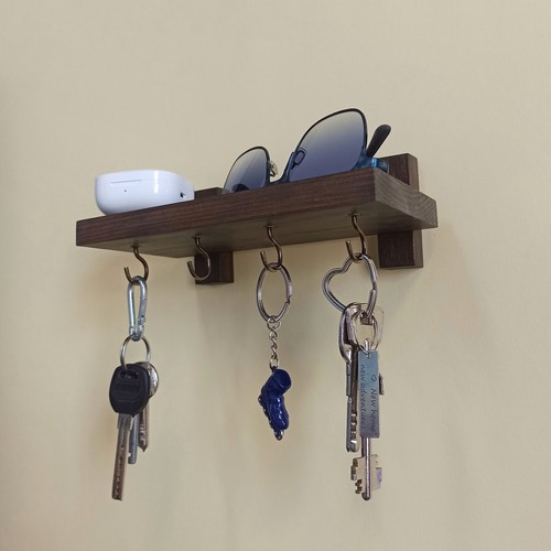 Wooden wall key holder mini shelf - Picture 4 of 11