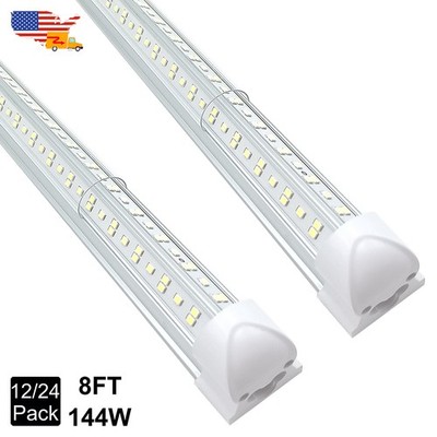12 or 24 Pack T8 8Ft Led Tube Light 144W 6500K Daylight Garage Workshop Fixture