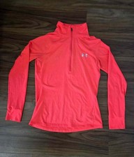 Women's Under Armor Long Sleeve Semi-Fitted 1/2 zip Size Small Coral