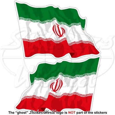 IRAN Iranian Waving Flag Persia, Persian 75mm (3'') Vinyl Stickers, Decals x2