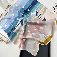 100 Silk Mulberry Shawl Scarf 21'' Bandana seagull Print Neckerchief Wrap new