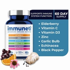 Immuneti 6-in-1 Immune Support -Echinacea, Elderberry, Vitamin C, D3, Zinc