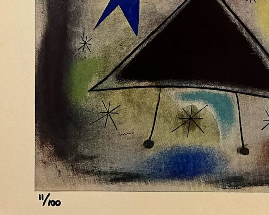 Litografía original firmada por Joan Miró, certificado de autenticidad y valoración por $3.500 USD Foto 3 de 4