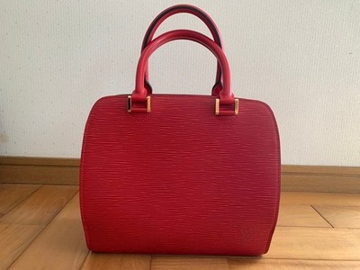 LOUIS VUITTON Epil Pont Neuf Red Leather Handbag Authentic A Condition