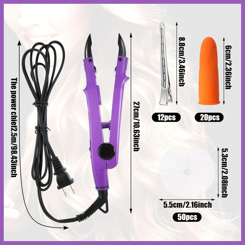 Lothee Fusion Hair Extension Heat Iron with Keratin Beads, Glue Purple