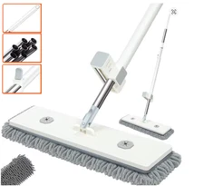 Hand-Free Self Cleaning Microfiber Mop Set Dry Wet Hardwood Tile Floor