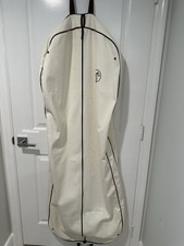 Herm s White Garment Bag Brown Trim Logo Zipper Closure Handles large 61x26