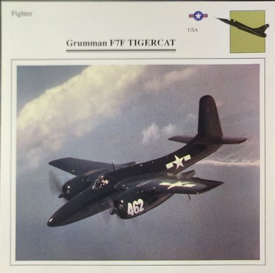 Grumman Tigercat Plane Picture Vtg Aircraft Original Info Collector Card    