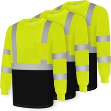 3- CLASS 2 HIGH VISIBILITY REFLECTIVE HI VIS WORK CONSTRUCTION SAFETY T-SHIRT XL