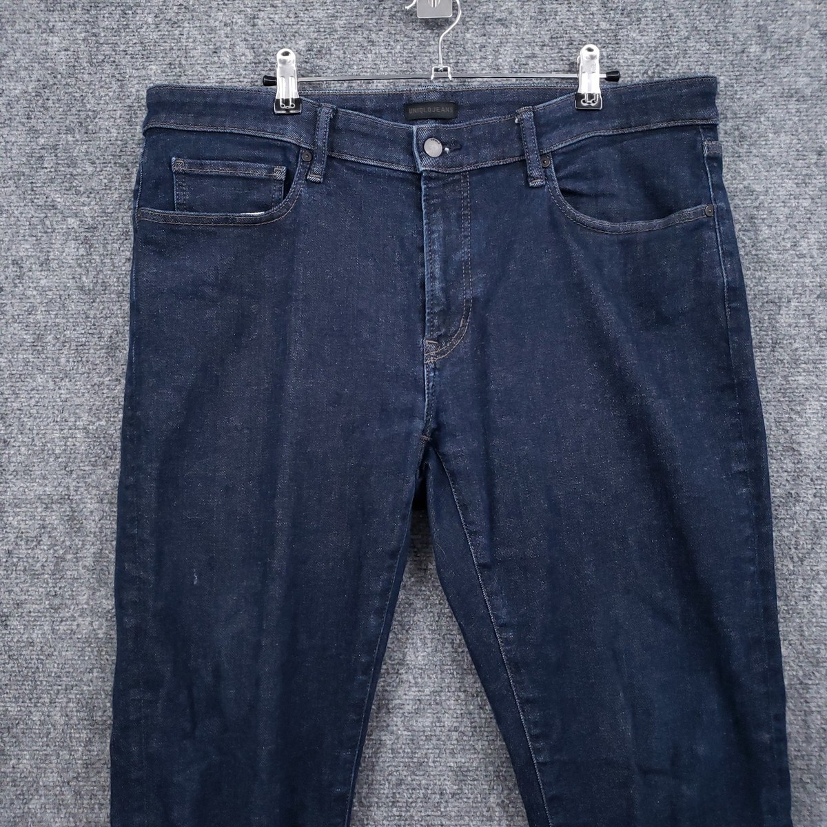 ぶぅ Uniqlo Skinny Jeans Mens 36x34 Blue Tapered Stretch Dark Wash Zip