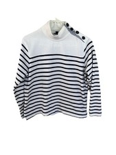 J Crew Striped Navy  White sweater coastal anchor S Black Label Vintage  h3