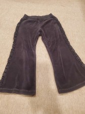 Gymboree Girls Black Fleece Sweatpants Sz 3T Elastic Waist Wide Legs