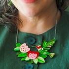 ERSTWILDER THE RIVETING RUBY-THROATED HUMMINGBIRD NECKLACE. NEW IN BOX.