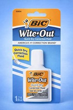 BIC Wite-Out Quick Dry Correction Fluid, 20mL, White, Goes on Easy with A...