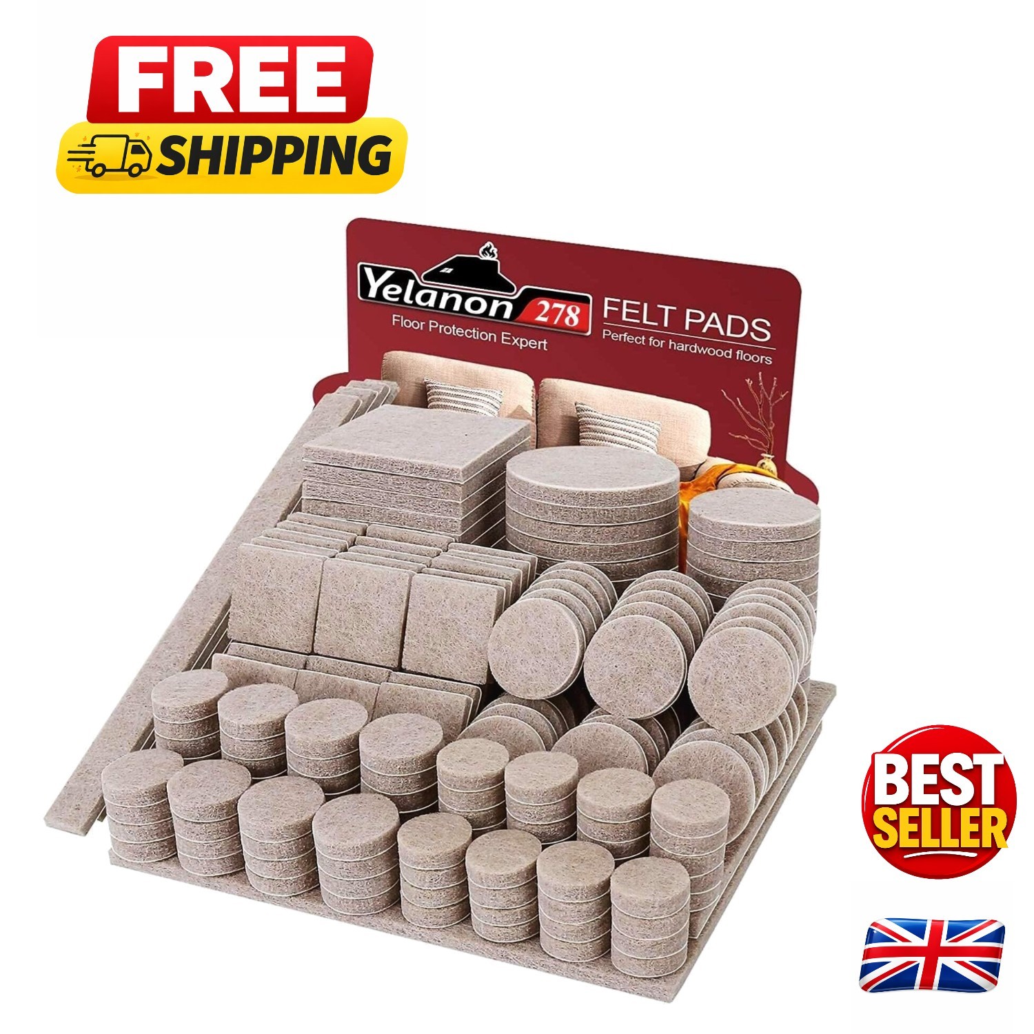 Felt Chair Pads - 278 Pack for Scratch-Free Hardwood Floor Protection