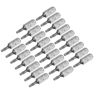 25pcs Torx Bits 1/4'' Magnetic Screwdriver T10 Screw Driver Bit S2 Alloy Steel