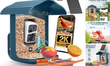 PAV-Bird Feeder with Camera,2K HD with 64GB Card, AI Identify Smart Bird Blue