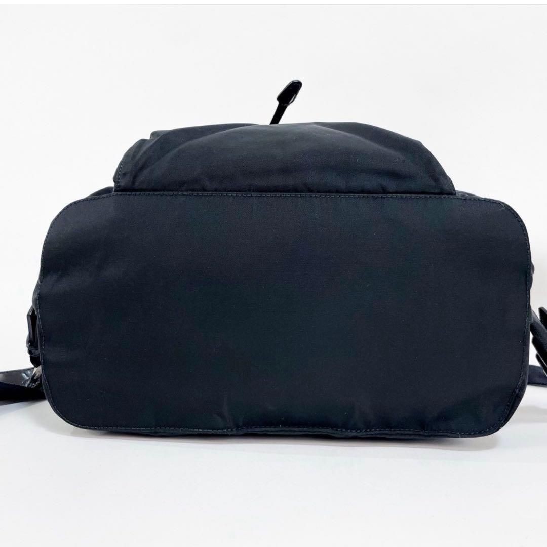 PRADA backpack triangular logo nylon leather blac… - image 6