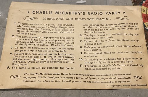 1938 CHARLIE McCARTHY'S Radio Party Complete Spinner Figures & Envelope - Picture 2 of 7
