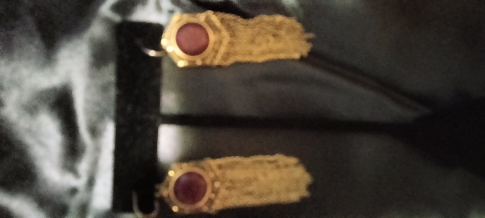 Genuine Ruby Gold Tone Chain Dangle Hook Earrings. - image 6