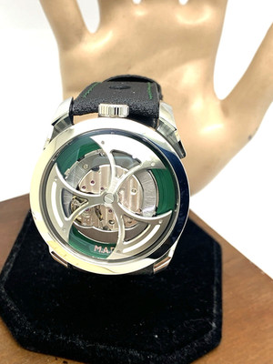 MB&F M.A.D Edition Men's Watch Swiss Automatic Green Skeleton Dial Rubber Strap