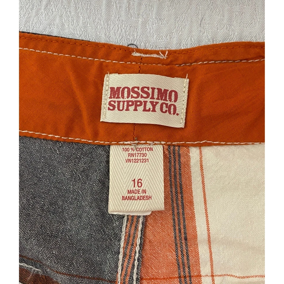 Mossimo Supply Co. Pantalones Cortos a Cuadros Naranja Negro Gris Blanco Informales Niños Talla 16 Foto 3 de 4